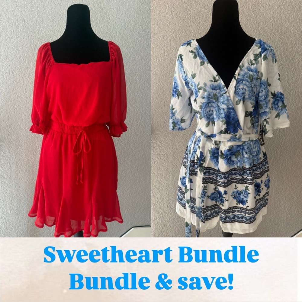 Red and Floral Dress Bundle